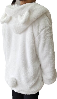 Womens Cat Printed Sweatshirt Jumper Fluffy Fur Hoodies Hoody Pullover Tops UK