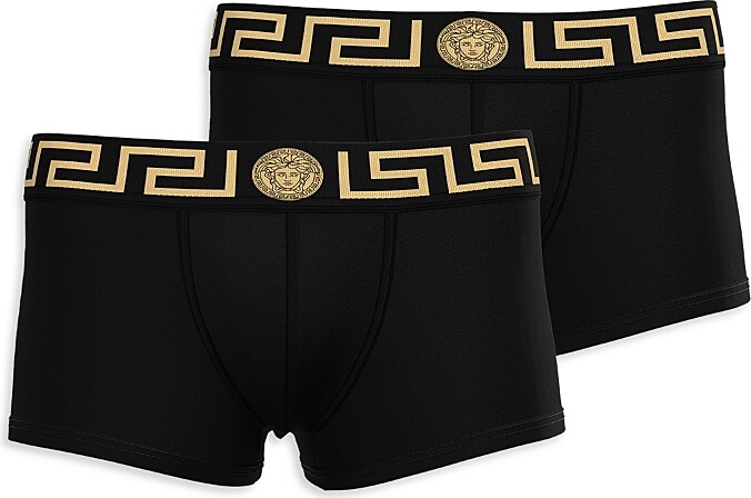 Versace Topeka Cotton Bi Stretch Low Rise Logo Trunks, Pack of 2