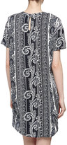 Thumbnail for your product : Pencey Short-Sleeve Baroque Charmeuse Shift Dress, Navy