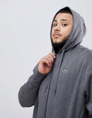 Lacoste Big Fit Hooded Zip Through Sweat in Gray