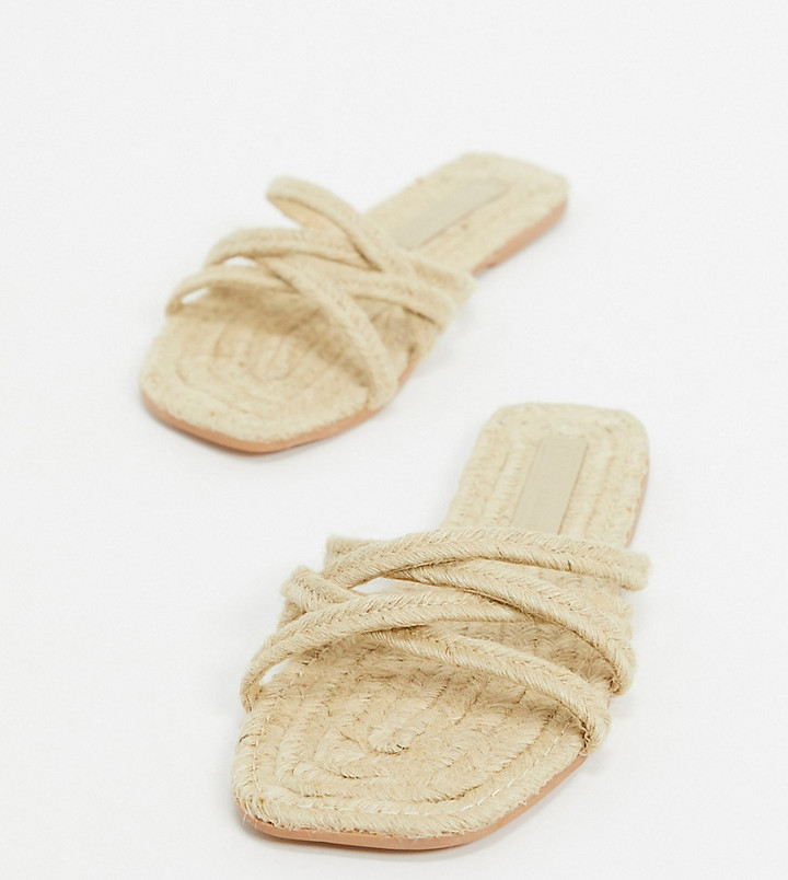 ASOS DESIGN Wide Fit Jazzie espadrille flat sandals in natural