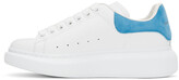 Thumbnail for your product : Alexander McQueen SSENSE Exclusive White & Blue Suede Tab Oversized Sneakers