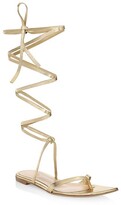 Thumbnail for your product : Gianvito Rossi Ribbon Metallic Leather Knee-High Gladiator Flat Sandals
