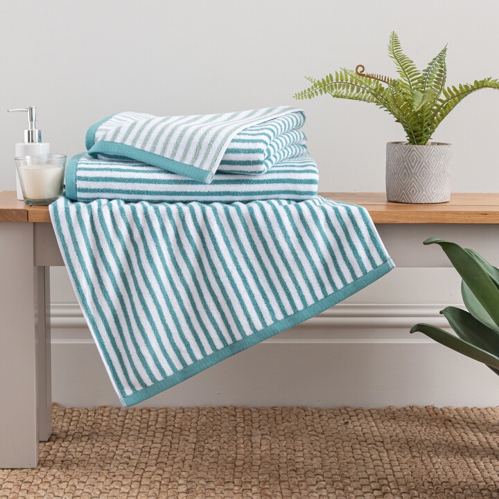 Dunelm Kingfisher and Mint Striped Towel Blue/White ShopStyle