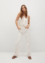 Thumbnail for your product : MANGO Flowy linen top off white - XS - Women