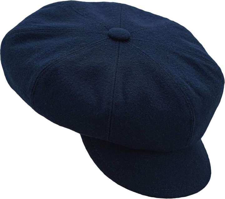 Sterkowski Woolen Gavroche 8/4 Balloon Newsboy Style Cap 62 cm Navy Blue -  ShopStyle Hats