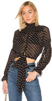 Thumbnail for your product : Nicholas Polka Dot Smocked Tie Front Blouse