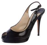 Thumbnail for your product : Jimmy Choo Patent Leather Peep-Toe Pumps
