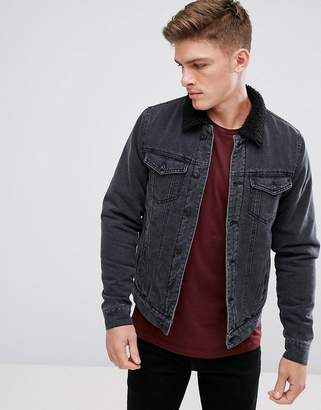 ONLY & SONS Denim Jacket With Borg Collar