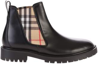 Burberry Black Checked Ankle Boots