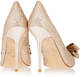 Thumbnail for your product : Hampton Sun Lucy Choi London Rose bow-embellished glitter-finished pumps