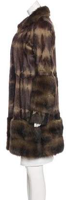 Dennis Basso Fox-Trimmed Fur Coat Brown Dennis Basso Fox-Trimmed Fur Coat