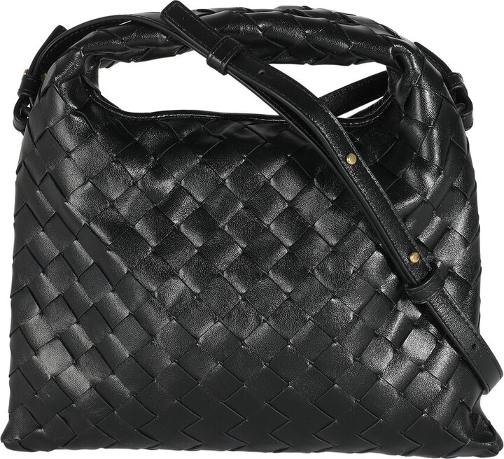 Bottega Veneta Black Intrecciato Leather Mini Hop Hobo (Authentic Pre-Loved)