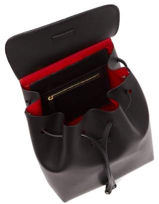Mansur Gavriel Red Lined Mini Leather Backpack - Womens - Black Red