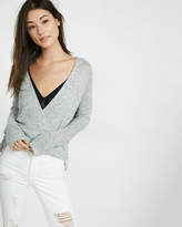 Thumbnail for your product : Express Deep V-Neck Surplice Popover Sweater