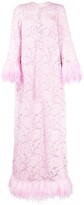 Thumbnail for your product : Dolce & Gabbana Feather-Trim Lace Maxi Dress