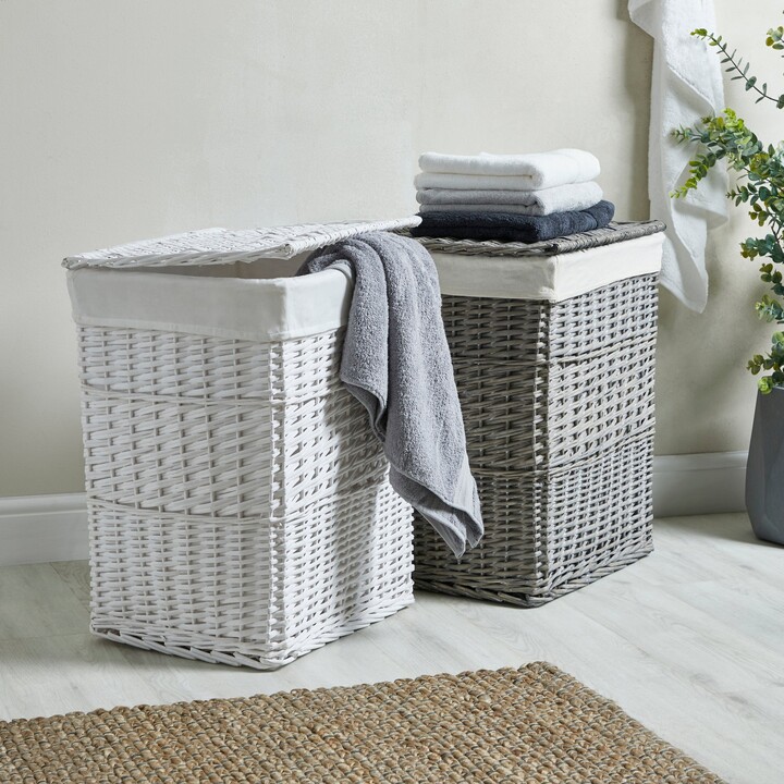 Dunelm Versailles White Square Laundry Basket White ShopStyle