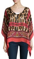 Thumbnail for your product : Theodora & Callum Cheetah & Paisley Scarf Top, Coral