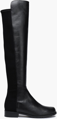 Stuart Weitzman Jersey-paneled leather knee boots
