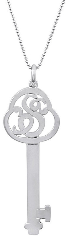 Jane Basch Silver Initial Key Pendant (A-Z)