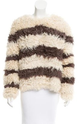 Thakoon Striped Fur Sweater