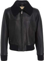 Thumbnail for your product : Burberry Rib-Trimmed Leather Bomber Jacket