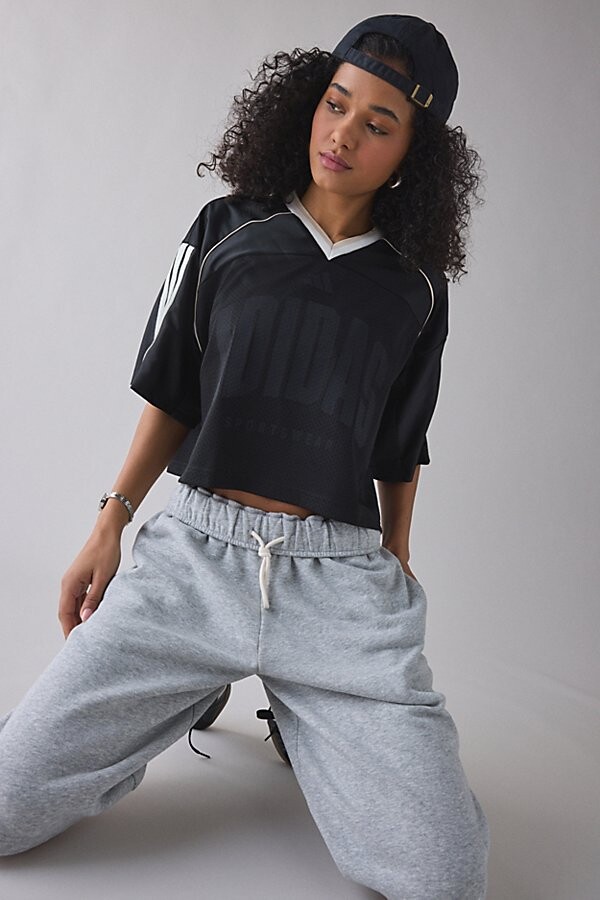 adidas Stadium V-Neck Jersey Tee in Black