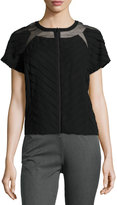 Thumbnail for your product : Lafayette 148 New York Silk Sheer-Inset Blouse, Black
