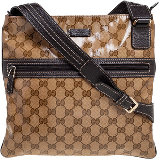 Gucci Brown GG Crystal Canvas Messenger Bag - ShopStyle