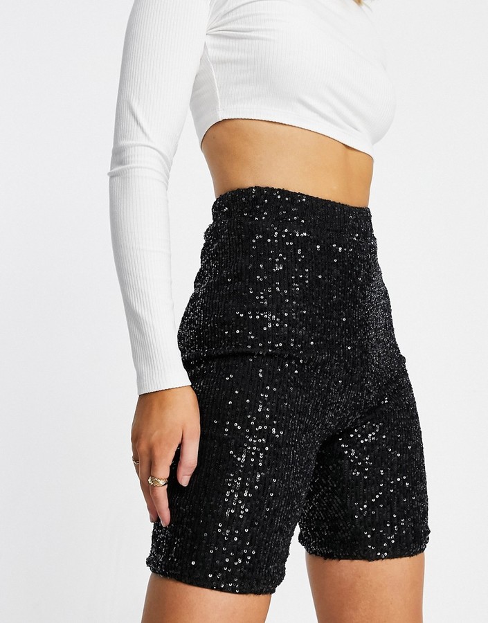 Black Sequin Shorts | Shop the world's largest collection of fashion |  ShopStyle