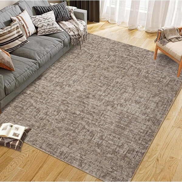 GustoWaveModern5'x7'MachineWashableAreaRugFloorCarpetforLivingRoomBrown
