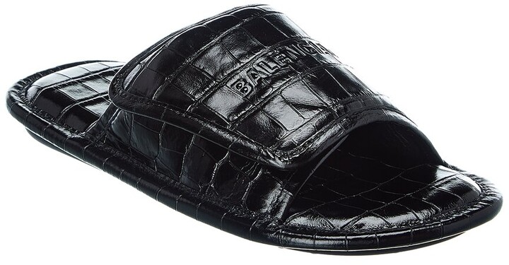 Balenciaga Home Croc-Embossed Leather Slide - ShopStyle