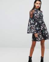 Thumbnail for your product : Neon Rose High Neck Dress With Lace Trim In Floral
