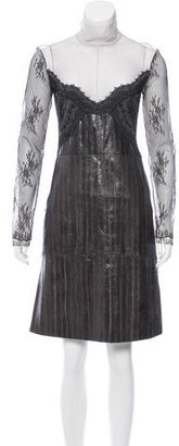 Nina Ricci Lace-Accented Eel Skin Dress w/ Tags