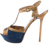Thumbnail for your product : Sergio Rossi Suede Platform T-Strap Sandals