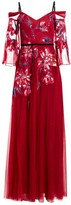 Thumbnail for your product : Marchesa Cold Shoulder Embroidered Tulle Gown