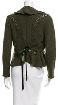 Thumbnail for your product : Valentino Lace-Trimmed Angora Cardigan