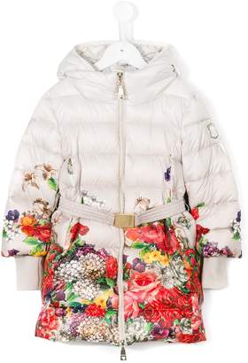 MonnaLisa floral print padded coat