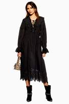 Thumbnail for your product : Topshop Womens Long Sleeve Broderie Dress - Black