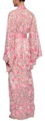 Naeem Khan Embroidered Satin-trimmed Silk-organza Kimono Coat