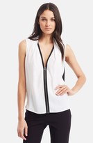 Thumbnail for your product : Kenneth Cole New York 'Floriane' Zip Front Colorblock Blouse (Petite)