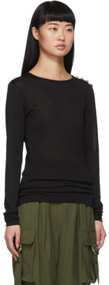 Balmain Black 4-Button Long Sleeve T-Shirt