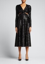 Thumbnail for your product : Michael Kors Collection Twist Cutout Recycled Sequin Midi Dress