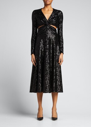 Michael Kors Collection Twist Cutout Recycled Sequin Midi Dress