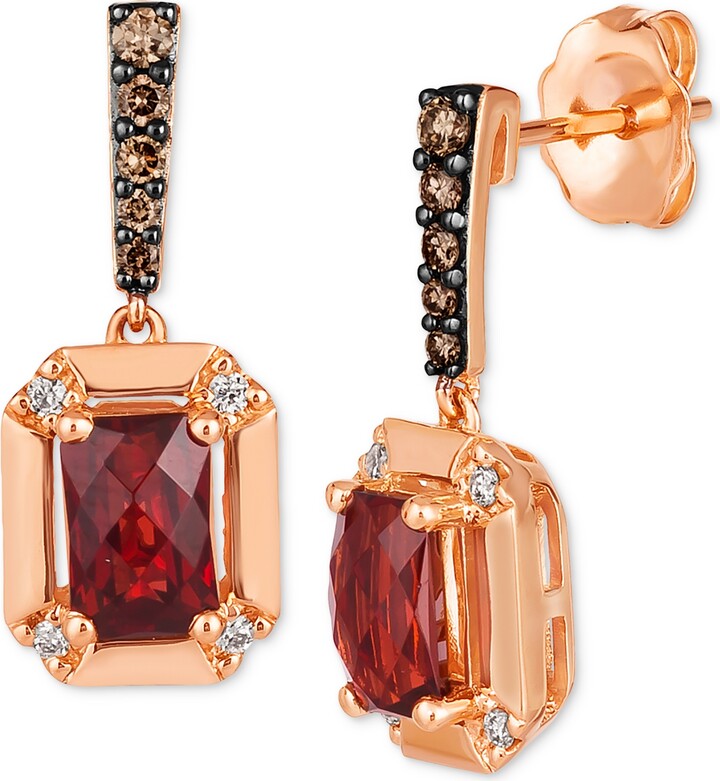LeVian Pomegranate Garnet (1-1/6 ct. t.w.) & Diamond (1/6 ct. t.w.) Drop Earrings in 14k Rose Gold