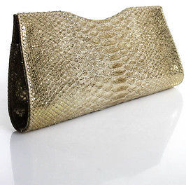 LAI Beige Python Skin Clutch Handbag Size Small