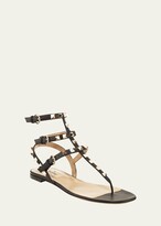 Thumbnail for your product : Valentino Garavani Rockstud Flat Thong Sandals, Black