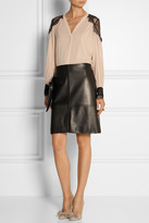 Thumbnail for your product : Alice + Olivia Sofia lace-trimmed stretch-silk georgette blouse