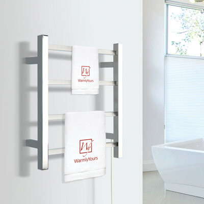 WarmlyYours Palma Electrical Wall-mounted Towel Warmer, Polished, Plug-in, 4 Bars