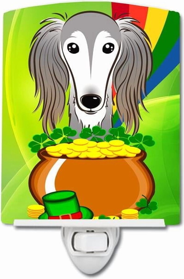 Caroline's Treasures BB1973CNL Saluki St. Patrick's Day Ceramic Night Light, 6x4x3", multicolor